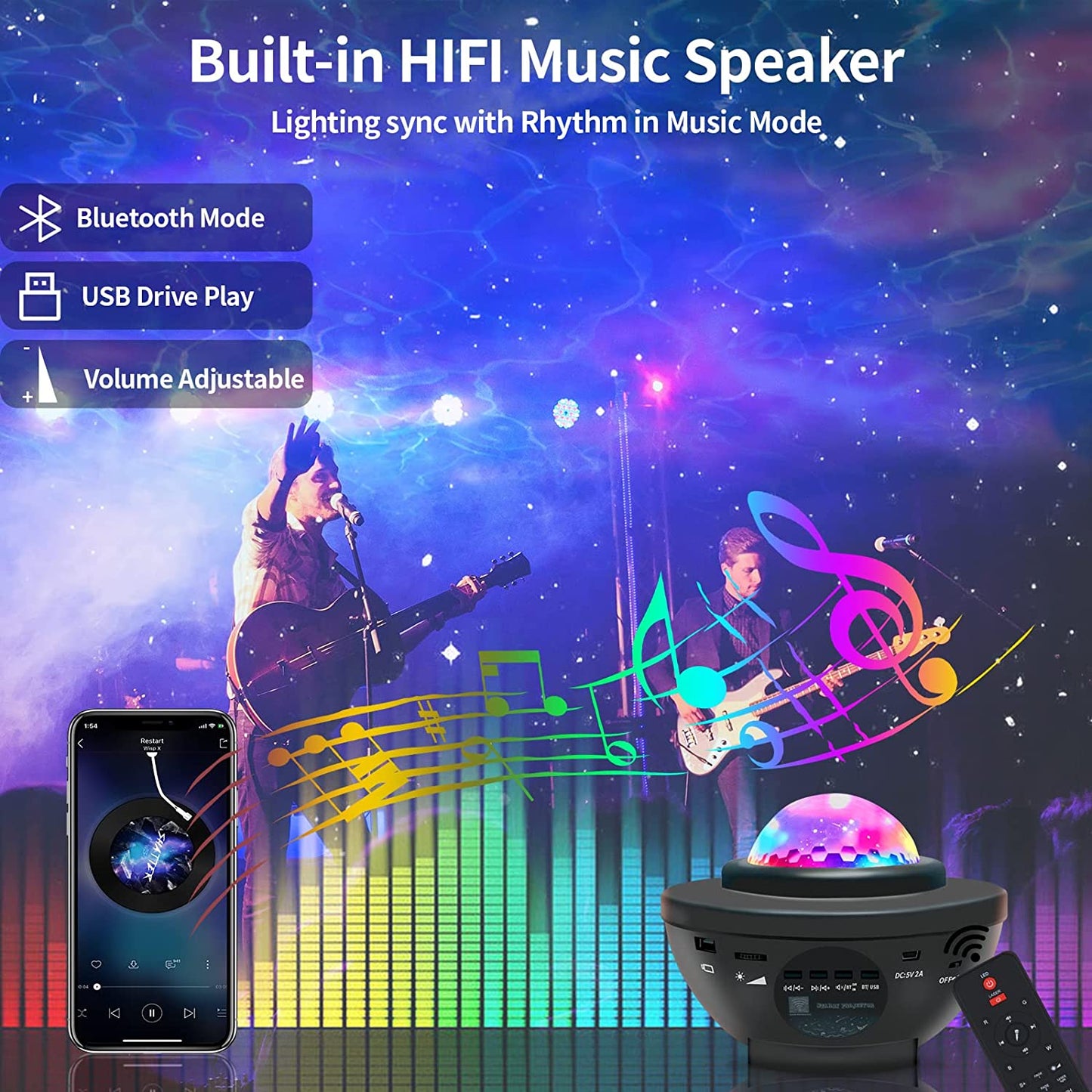 Star Projector Galaxy Light Projector with Remote & Bluetooth Speaker, Multiple Colors Dynamic Projections Night Light Projector for Kids Adults Bedroom, Space Lights for Bedroom Decor Aesthetic